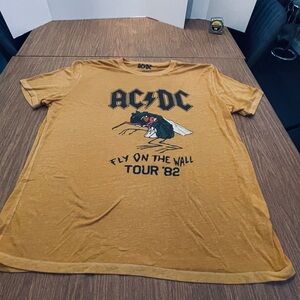 Lucky Brand AC/DC Yellow Fly on the Wall Tour '82 thin silky Tee